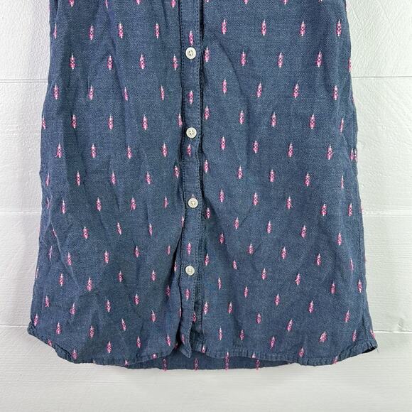 TUCKER + TATE Denim Blue Pink Western Sleeveless Botton Up Collared Dress Size 4 - Picture 6 of 10